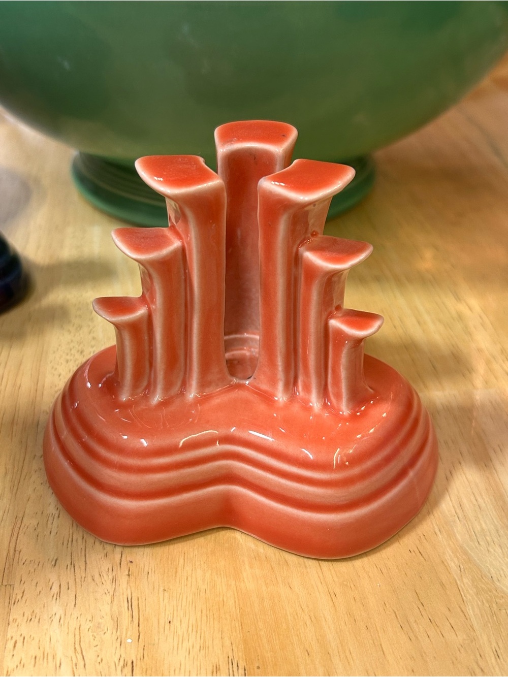 Vintage Fiestaware Persimmon Pyramid Candleholder, Homer Laughlin Ceramic